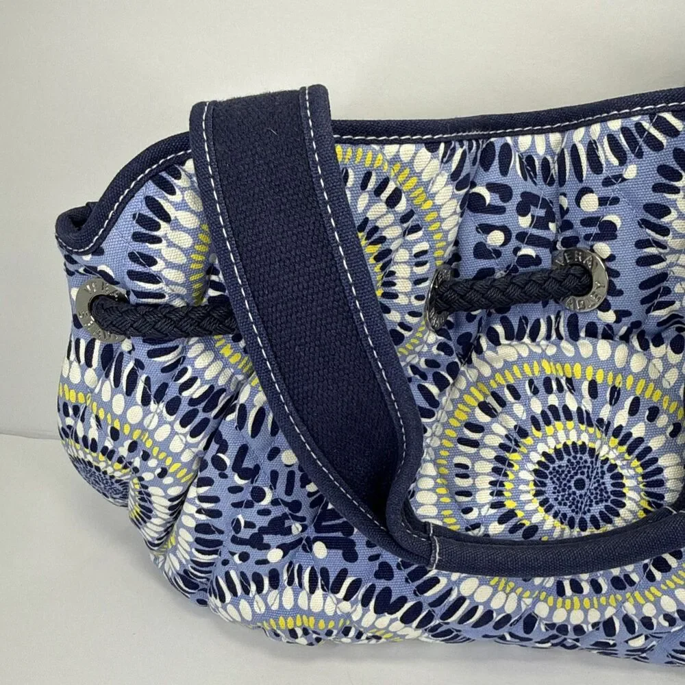 Vera Bradley Bag Blue White Yellow Medallion Double Handle Rope Accent Retired